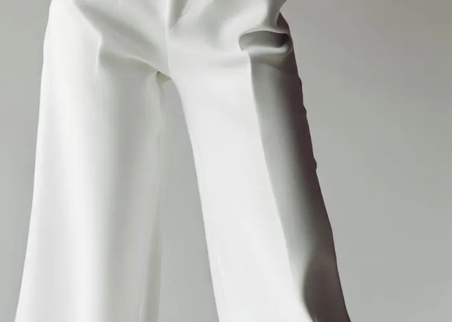 Biele nohavice s vysokým pásom