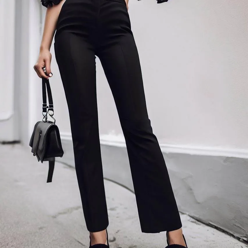 Čierne nohavice s vysokým pásom